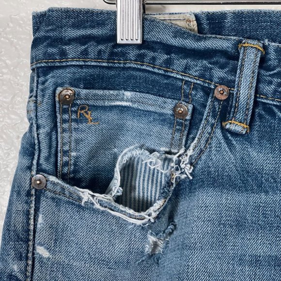 Polo Ralph Lauren Sullivan Slim Button Fly Distressed Jeans Men's Size 32x30 - Picture 6 of 14